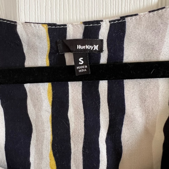 Hurley Womens V Neck Modern Boho Blouse Loose Front Pockets Drawstring Waist (S) - Picture 8 of 11